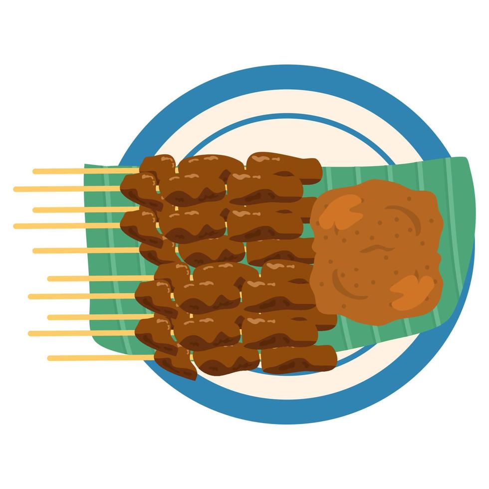 barbacoa de comida indonesia satay vector