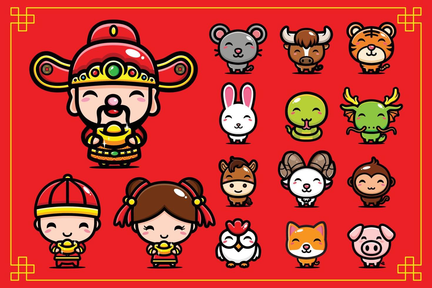 set bundle celebrates happy chinese new year vector