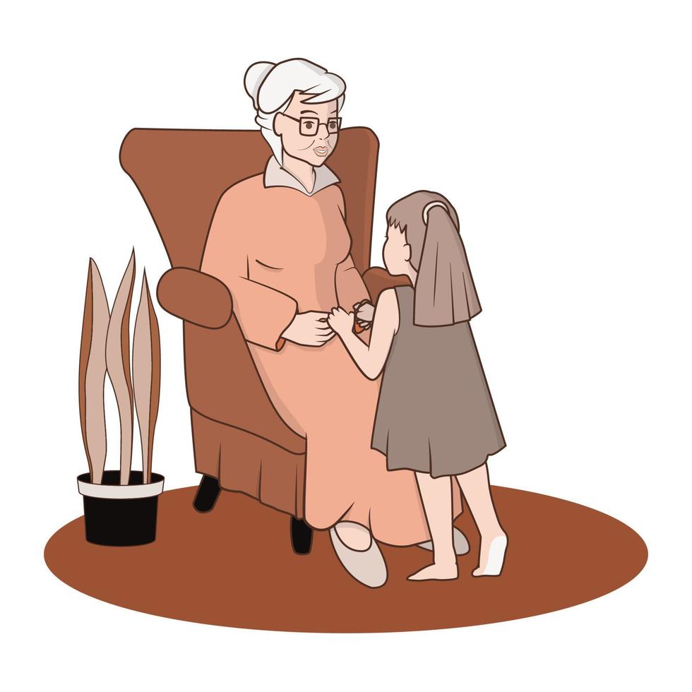 Grandma and Grandkid vector