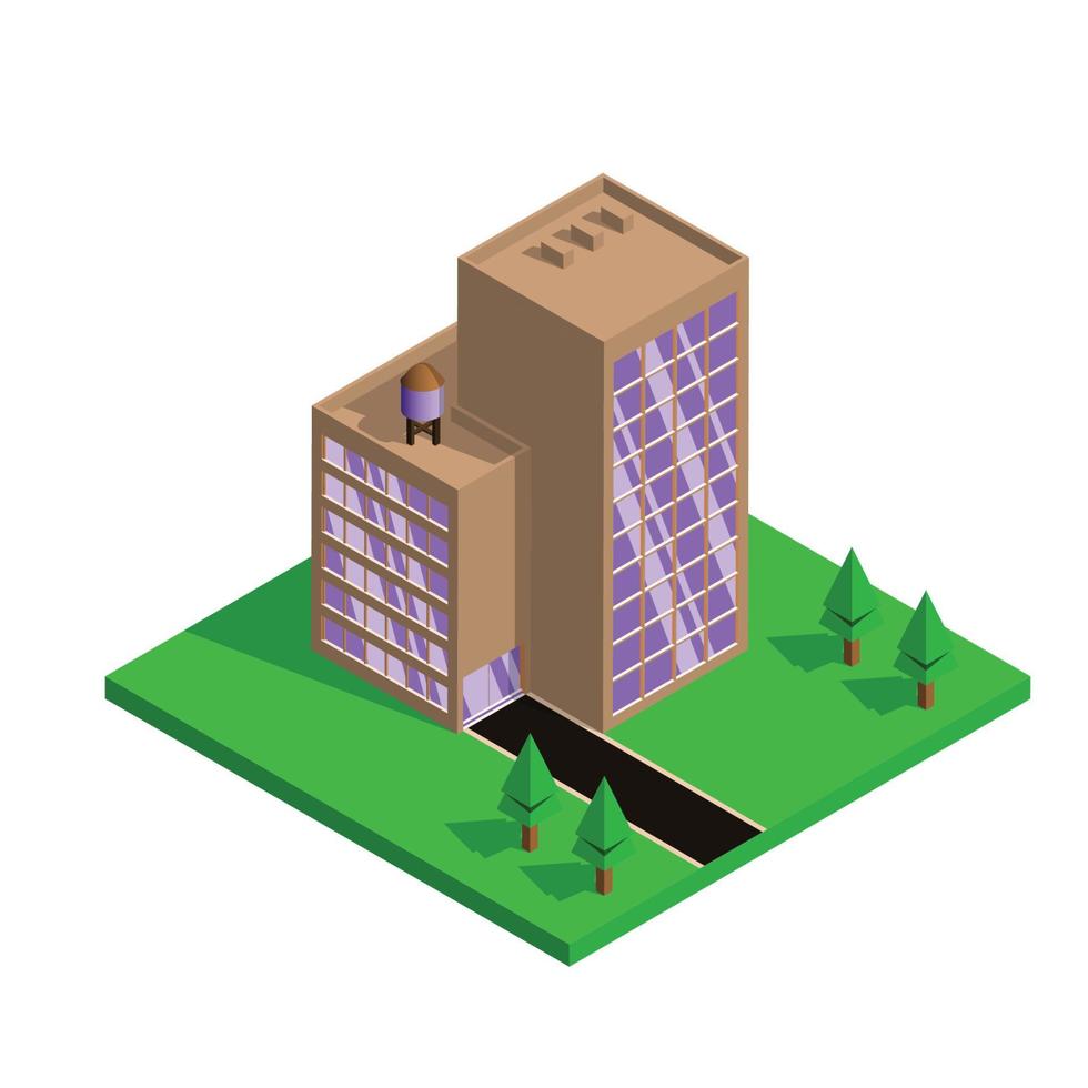 Isometric building 3D apartment vector