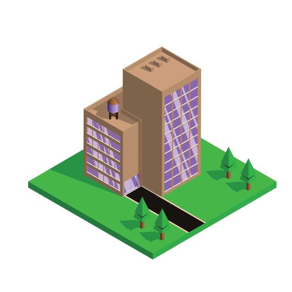 edificio isométrico apartamento 3d vector