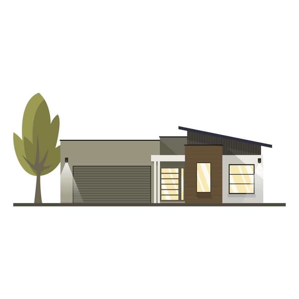 2d casa bungalow plana vector