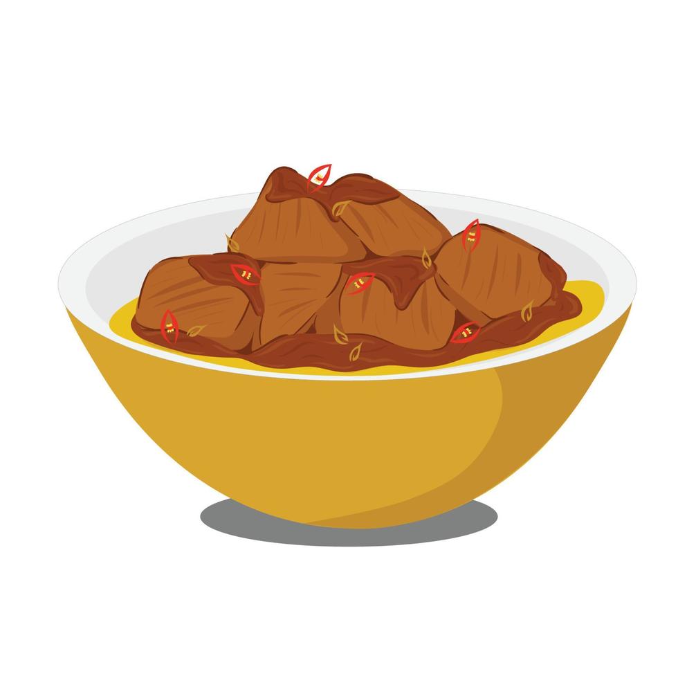 comida indonesia rendang vector