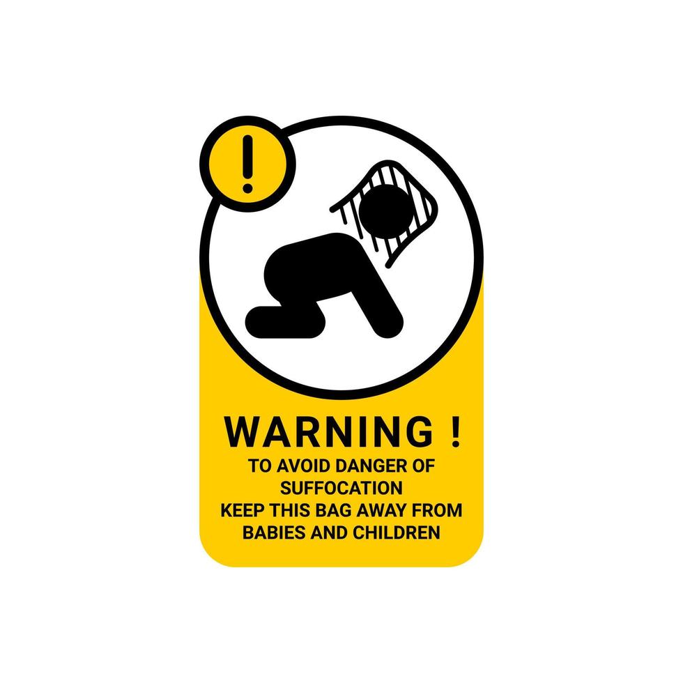 PLASTIC BAG WARNING SIGN SYMBOL ICON VECTOR