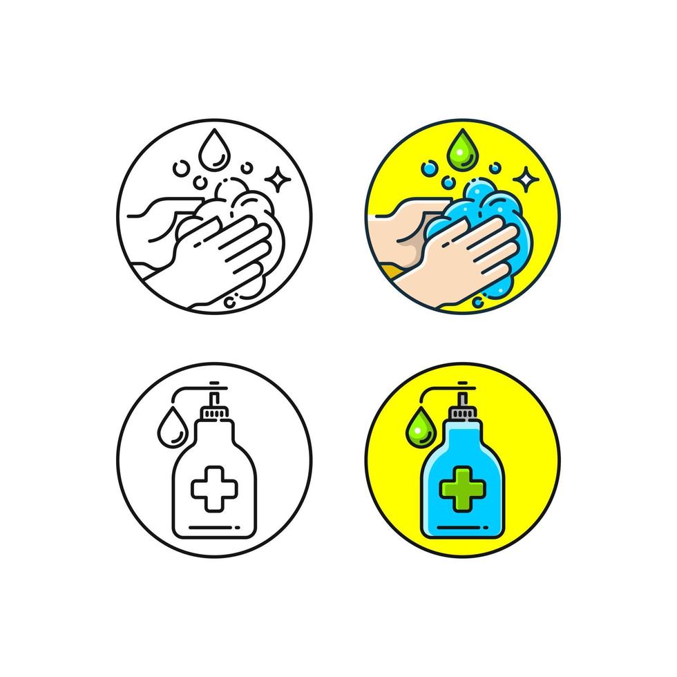 Hand Cleaning with soap Icons Sets vector