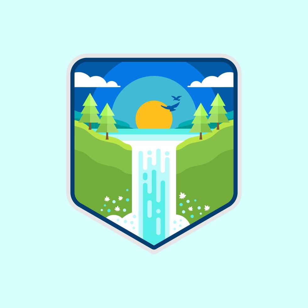 Waterfall Illustration Flat Design Vector