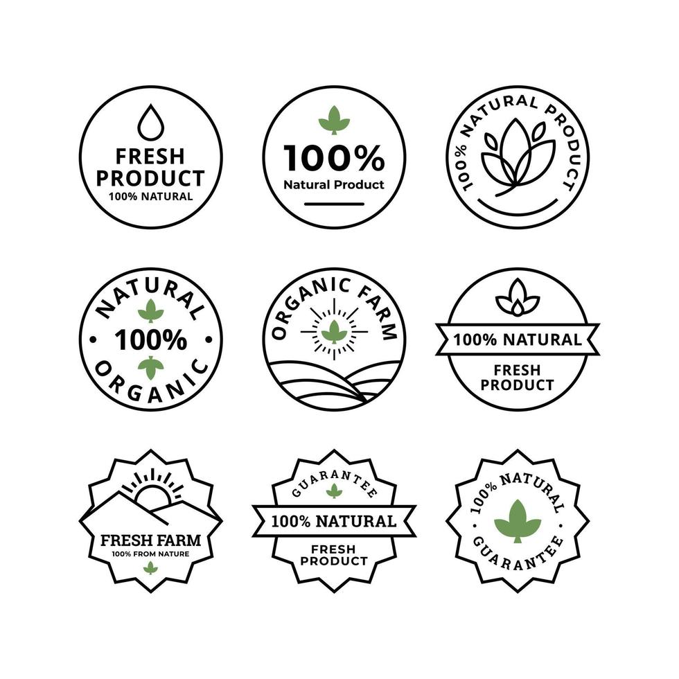 NATURAL OR FRESH PRODUCT BADGE VECTOR SET