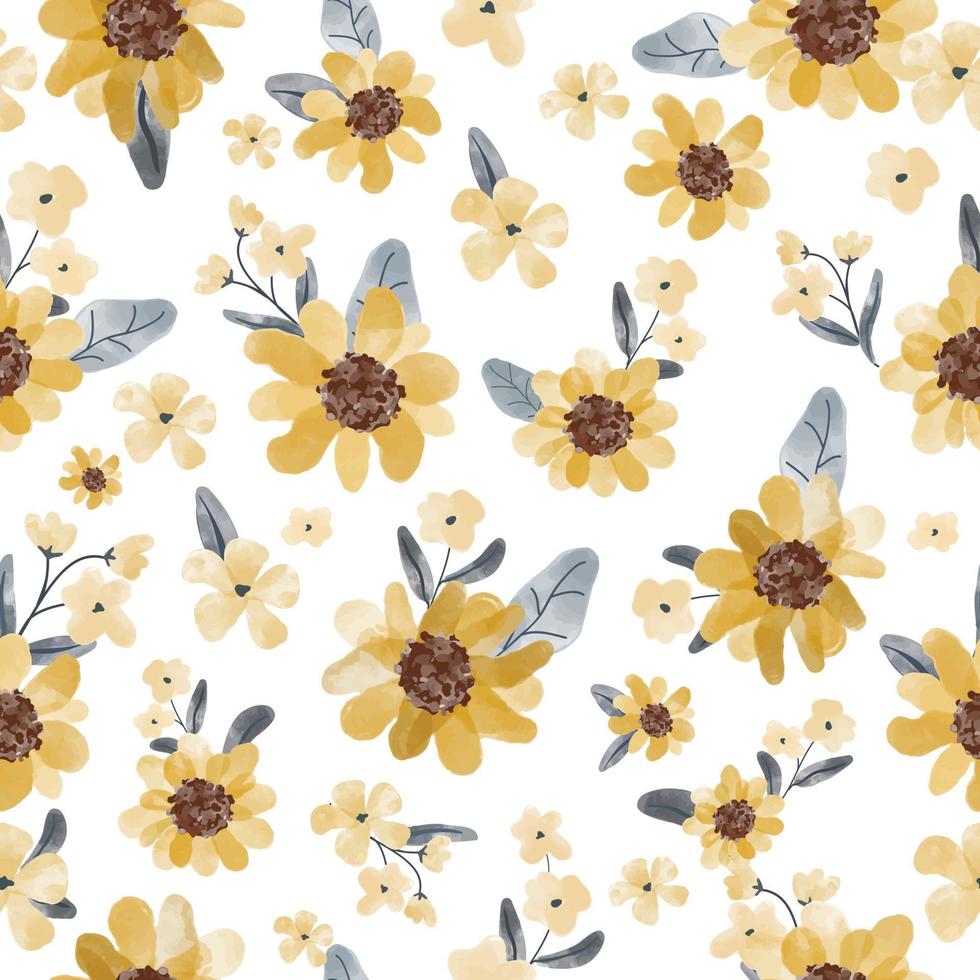 Wild flora water color seamless pattern vector