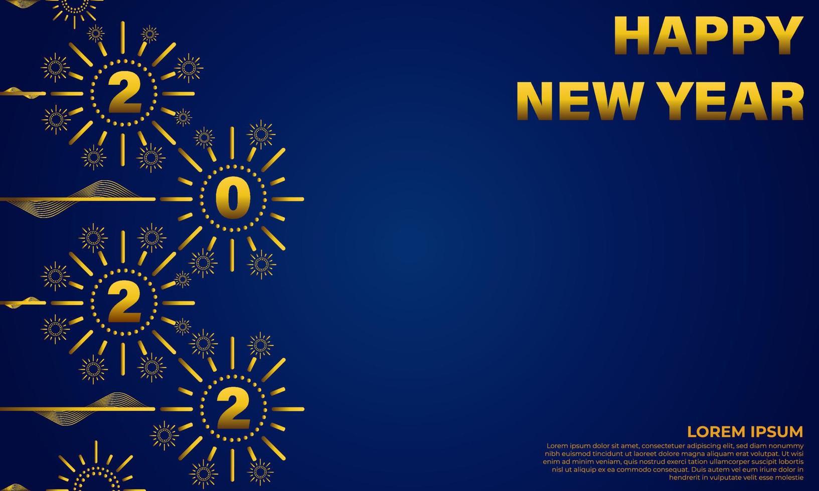 Plantilla de fondo de celebración de año nuevo azul y dorado vector