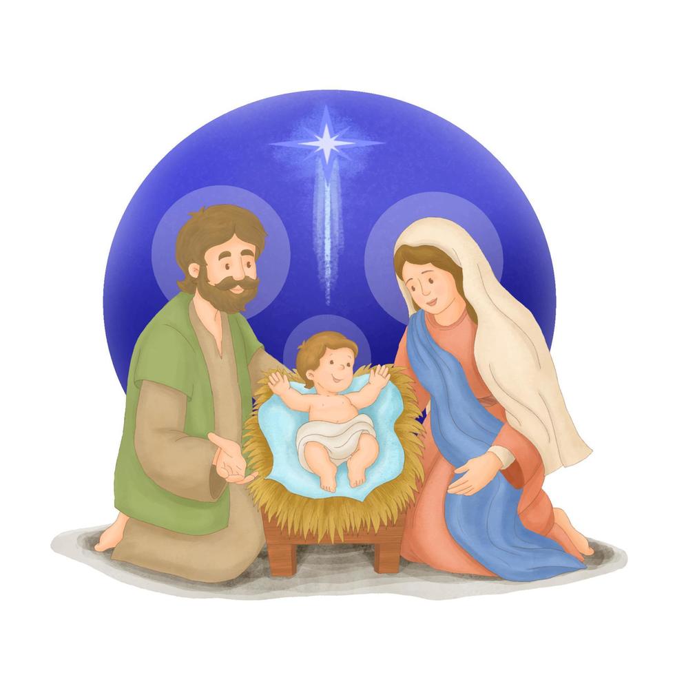 Nativity scene with holy family jesus mary and joseph vector