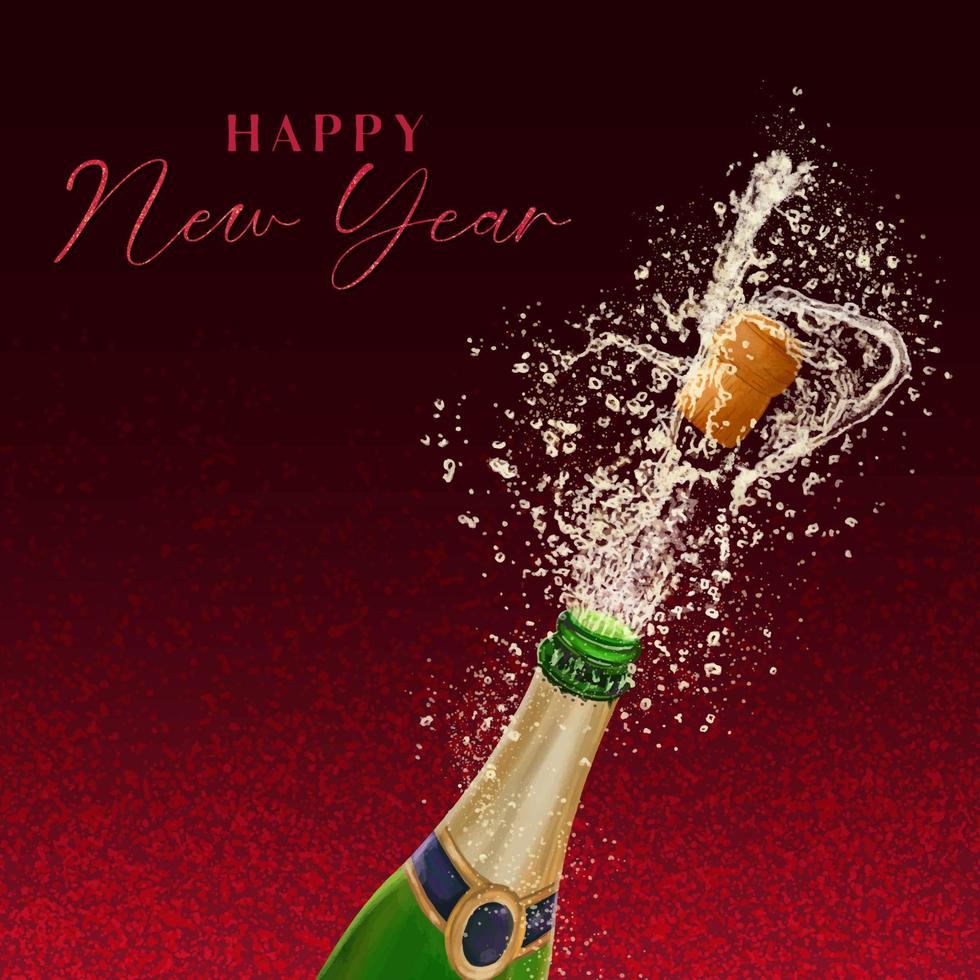 explosión de botella de champán, celebrando el año nuevo vector
