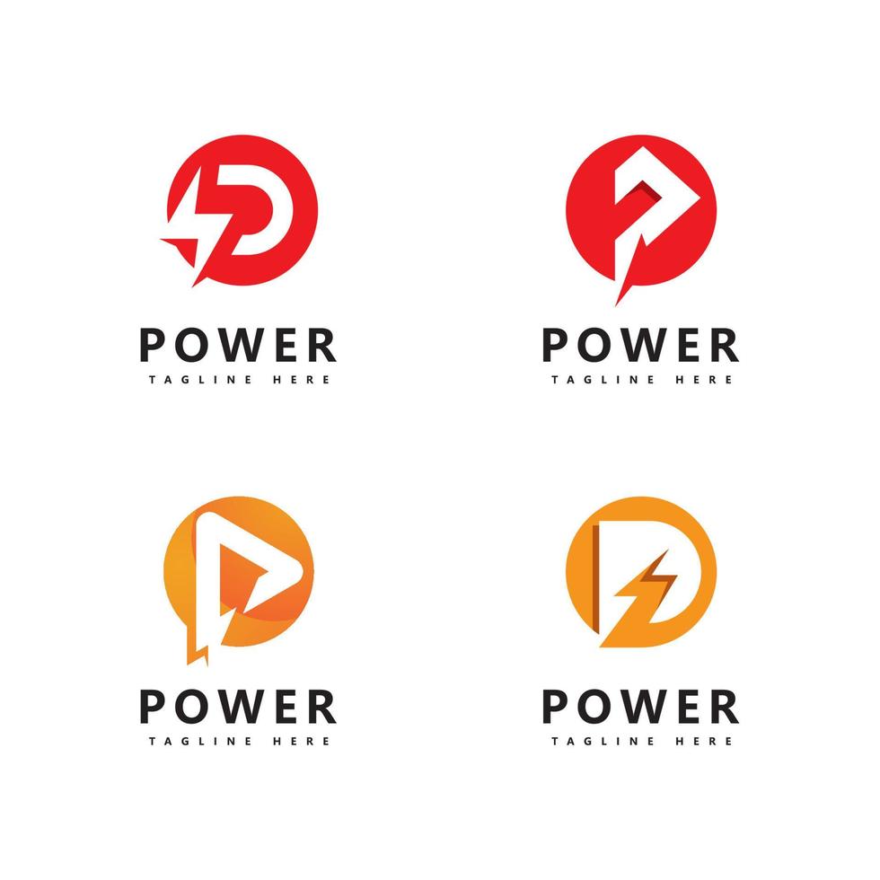 Letra p power logo icono diseño vectorial vector