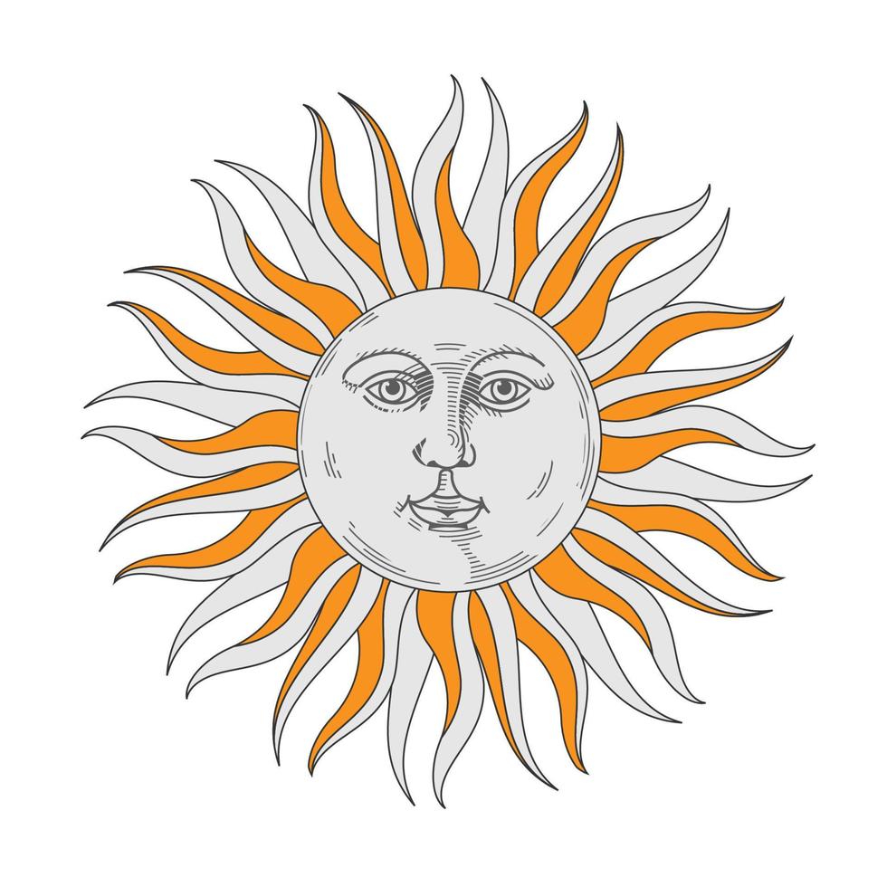 Boho sun icon, bohemian style design vector