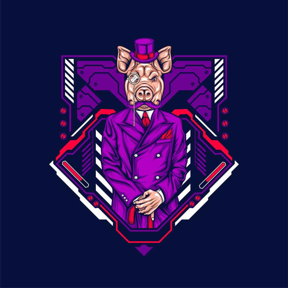 pig head man vector