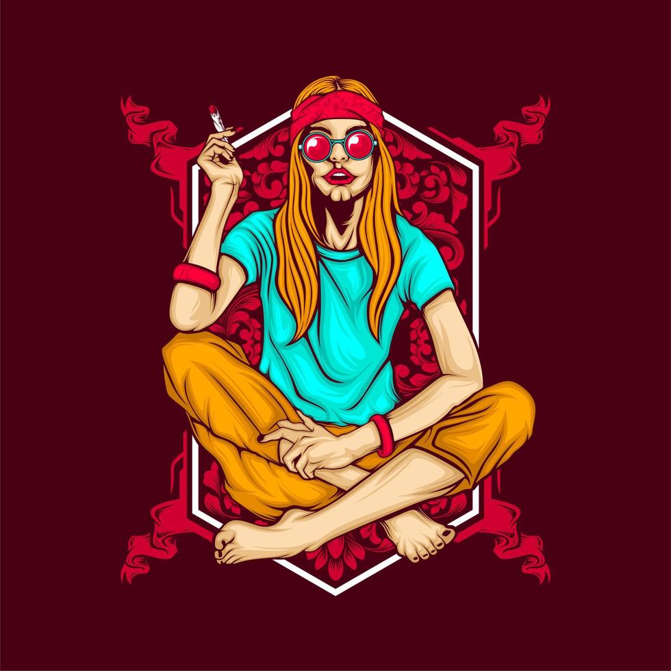 vintage smoking girl vector