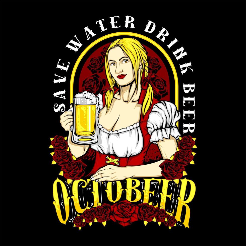 GIRL AND BEER vector