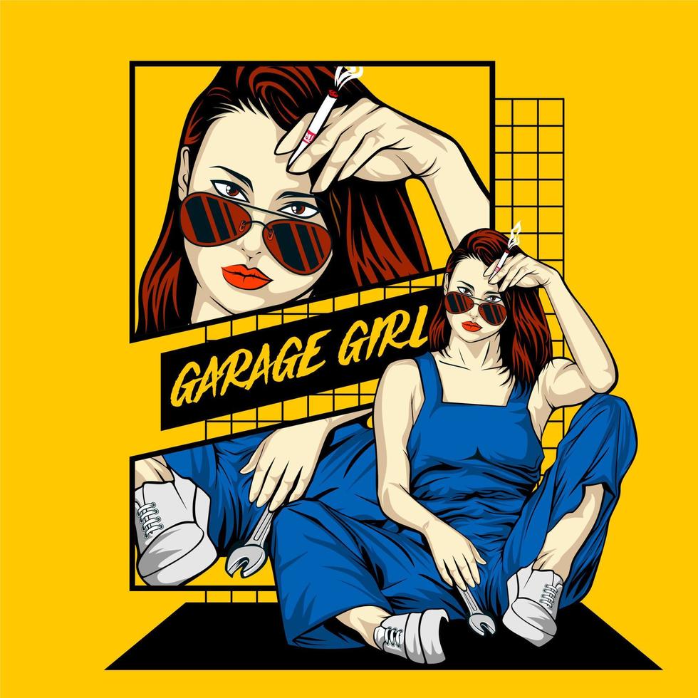 charming garage girls vector