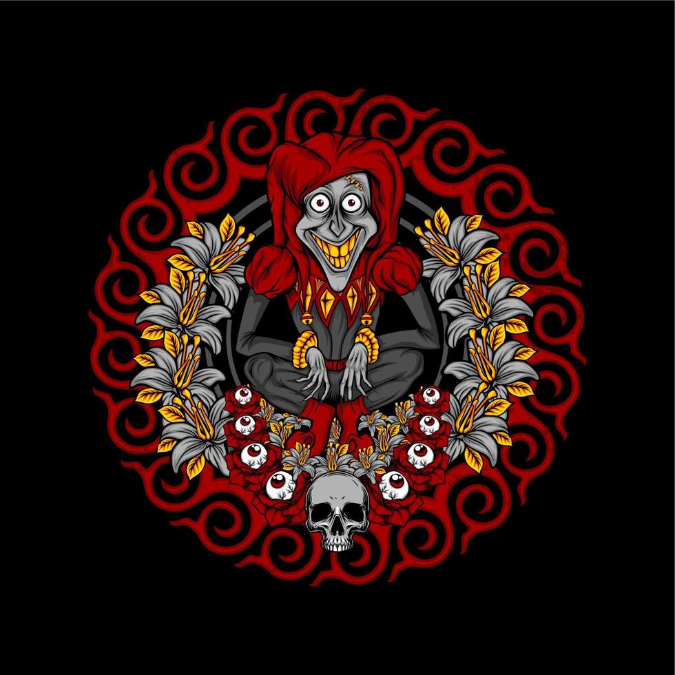 smiling scary jester vector
