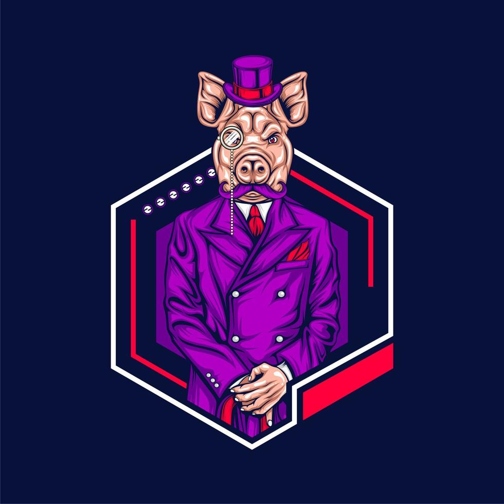 pig head man vector