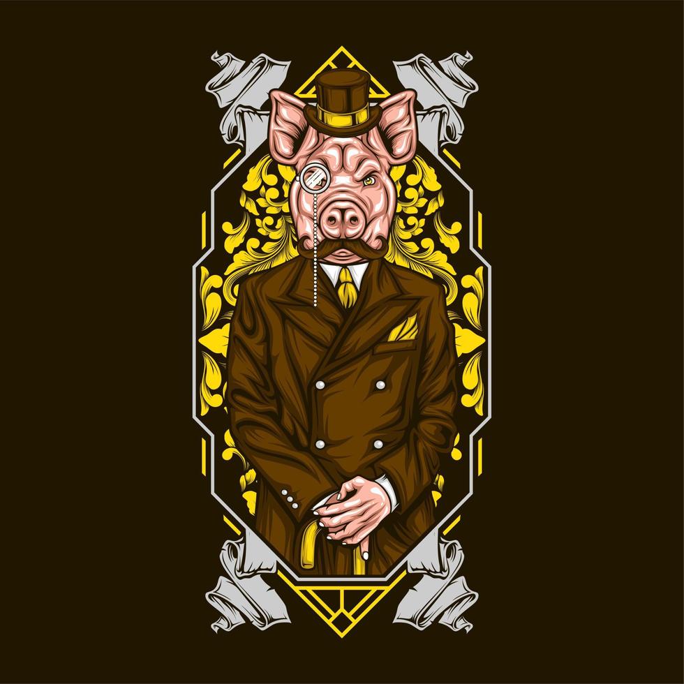 pig head man vector