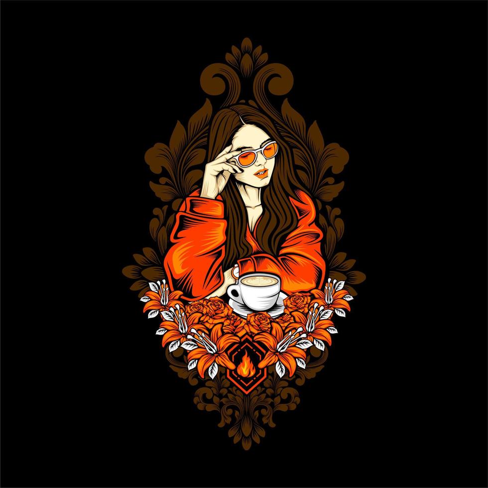 coffee and lady vector