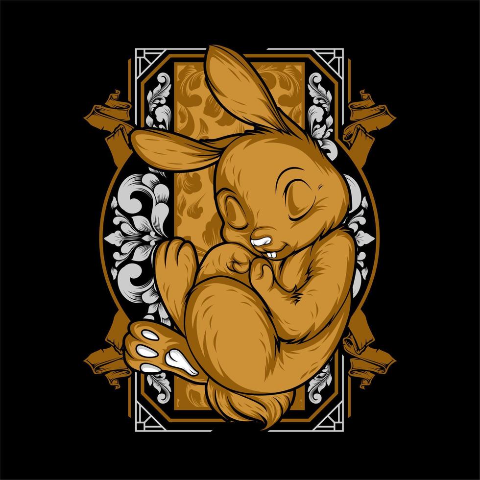 cute sleeping rabbit vector
