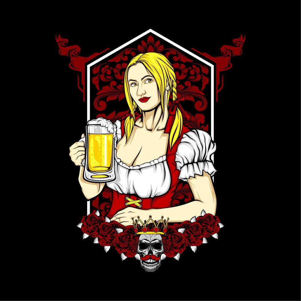 GIRL AND BEER vector