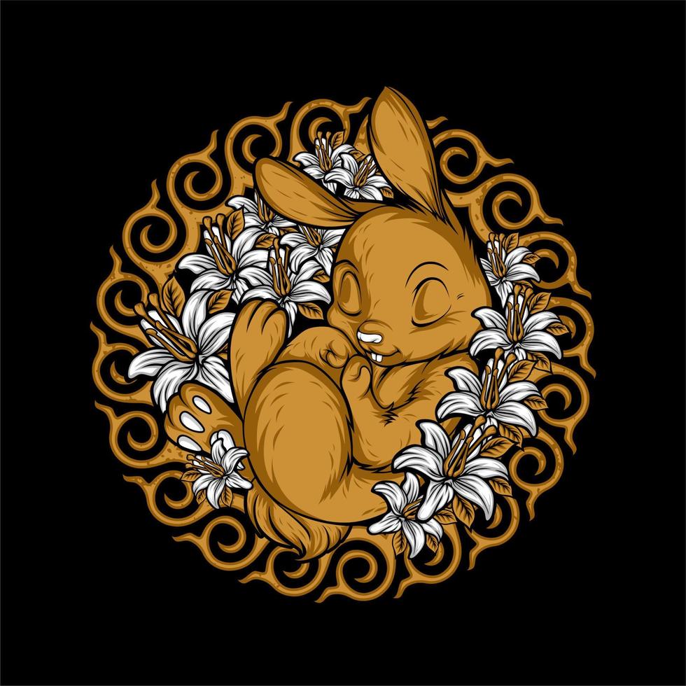 cute sleeping rabbit vector