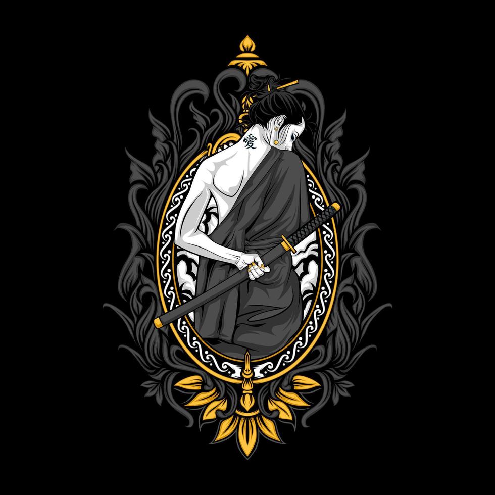 charming samurai lady vector