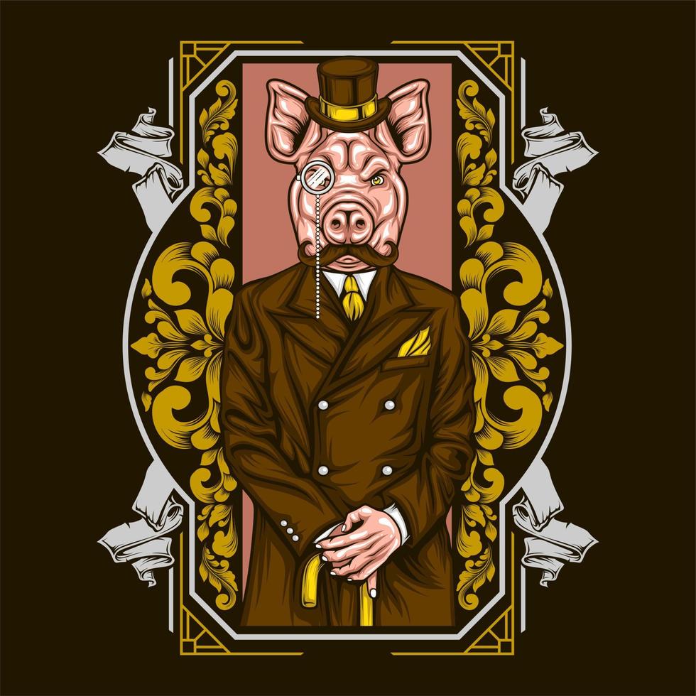 pig head man vector