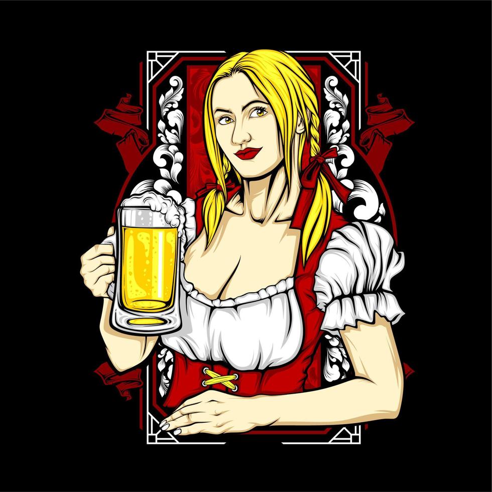 GIRL AND BEER vector
