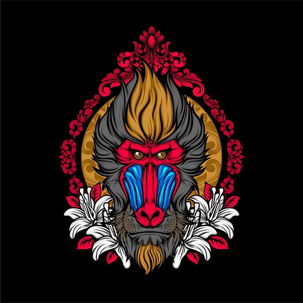 awesome monkey head with cool background vector