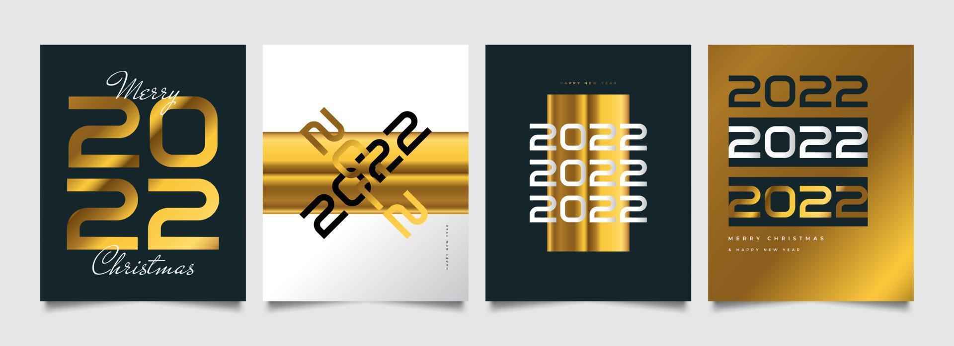 Elegant 2022 Happy New Year Poster Set. New Year Celebration Design Template for Flyer, Poster, Brochure, Card, Banner or Postcard vector