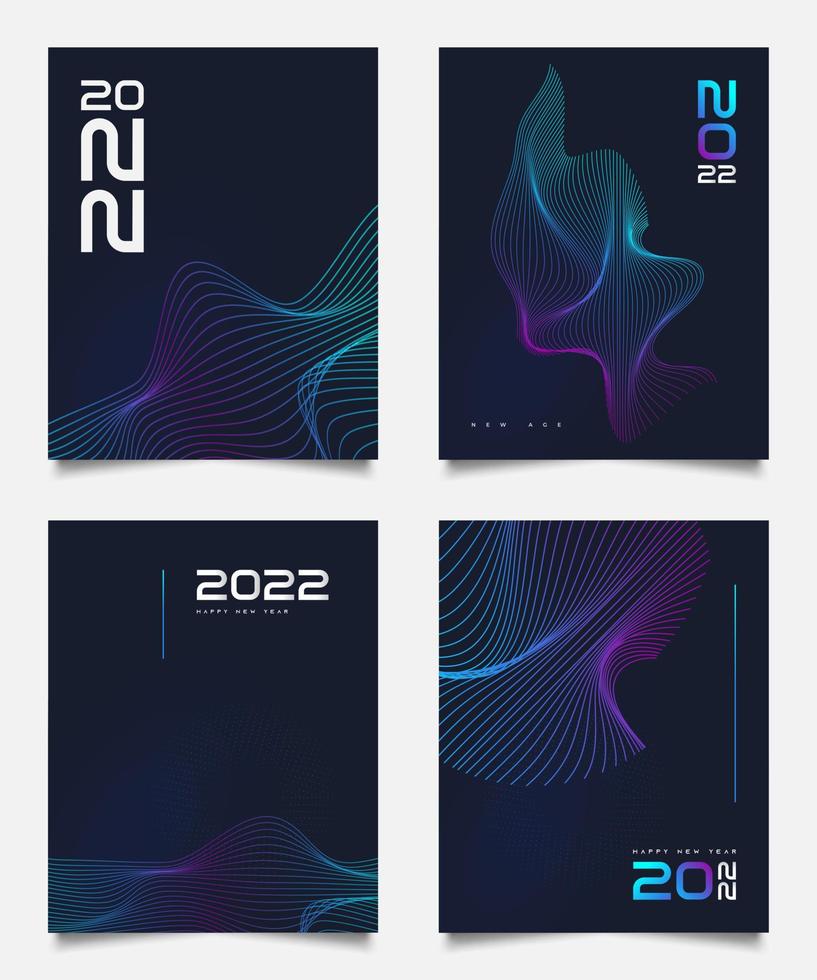 Happy New Year 2022 Poster Set with Futuristic and Colorful Style. 2022 Text Number Design Template. New Year Celebration Design Template for Flyer, Poster, Brochure, Card, Banner or Postcard vector