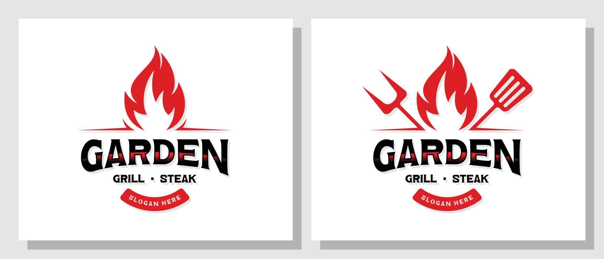 Vintage Garden Grill Barbecue Logo Design vector