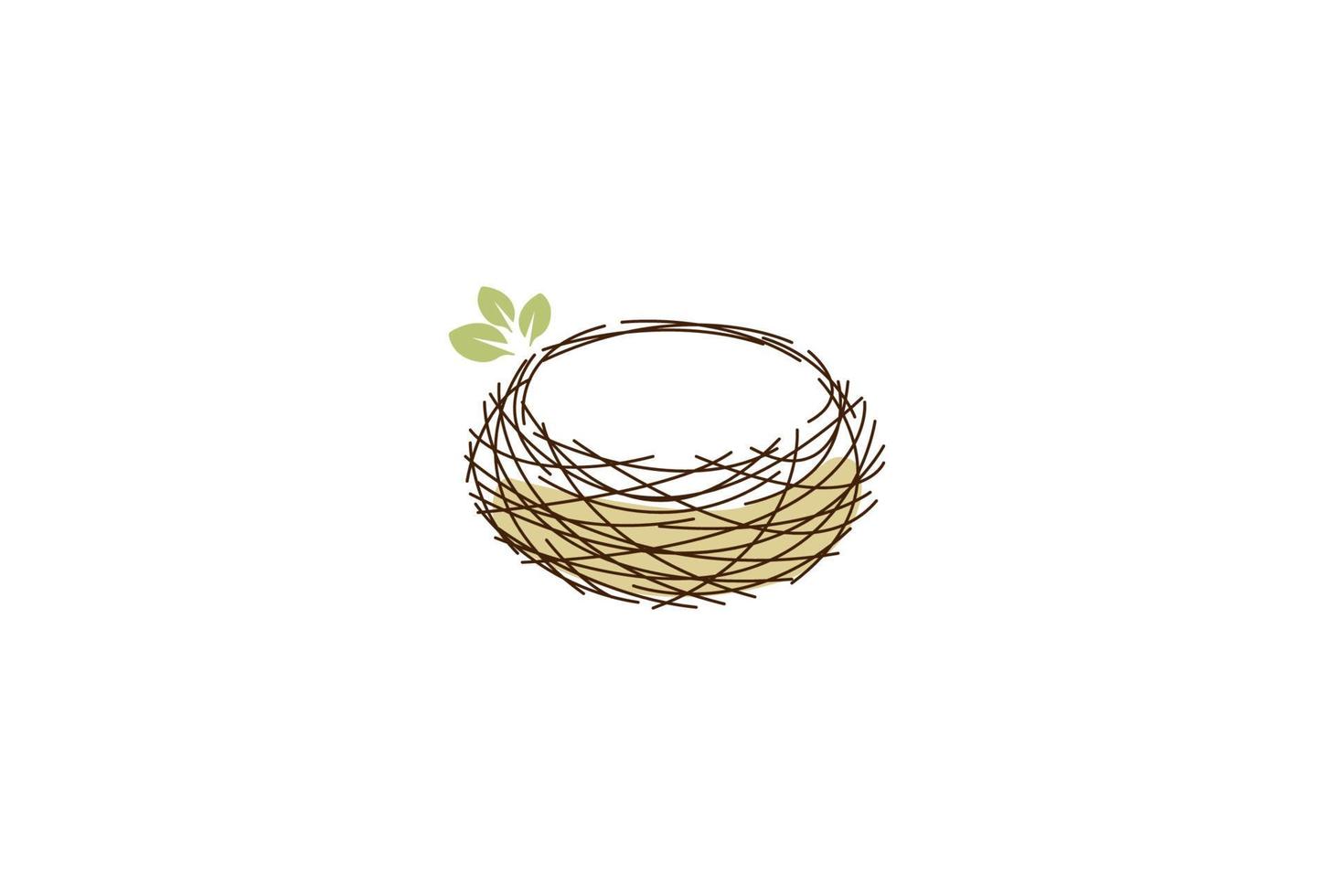 Simple Minimalist Nest Line Outline Logo Design Vector