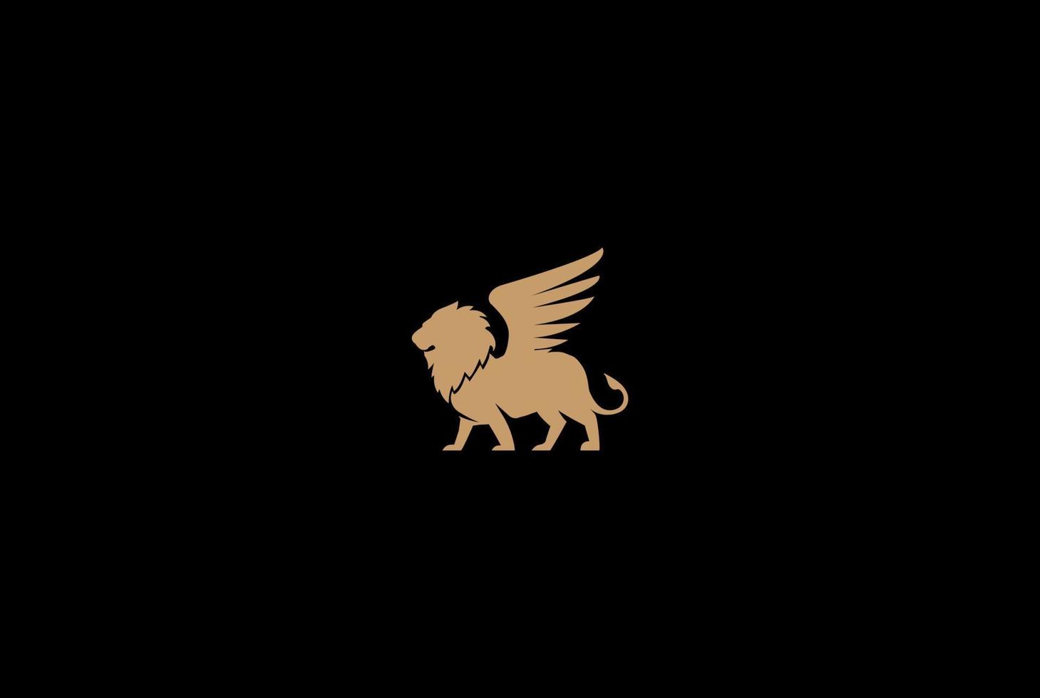 Rey león de lujo elegante con vector de diseño de logotipo de ala