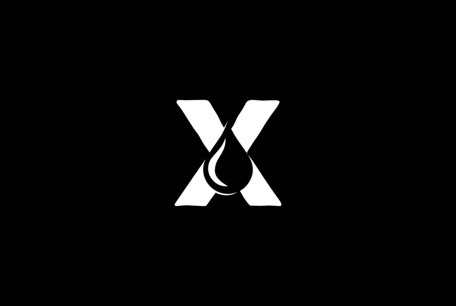 Retro Initial Letter X with Water Oil Liquid Aqua Drop for Extract Logo Design Vector