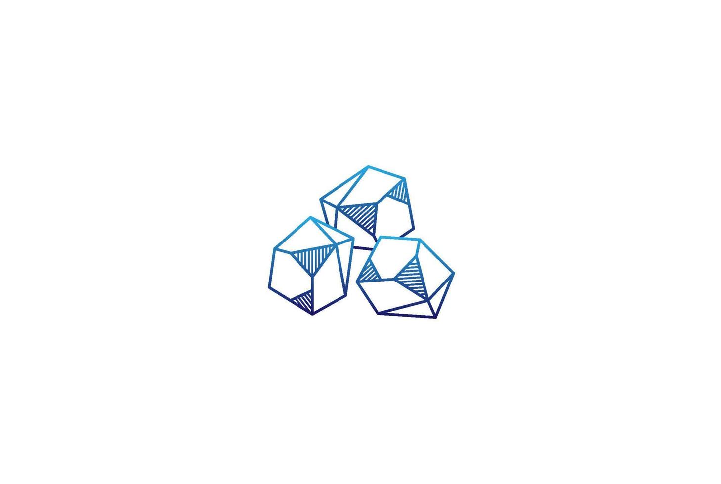 Simple Minimalist Geometric Gem Stone Rock Logo Design Vector