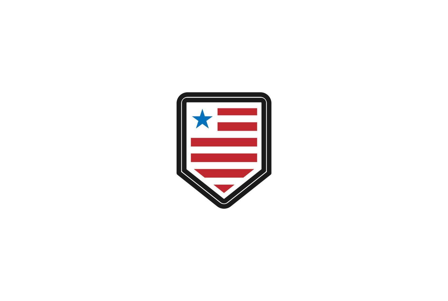 American USA US Flag with Shield for Secure Guard Logo Design Vector