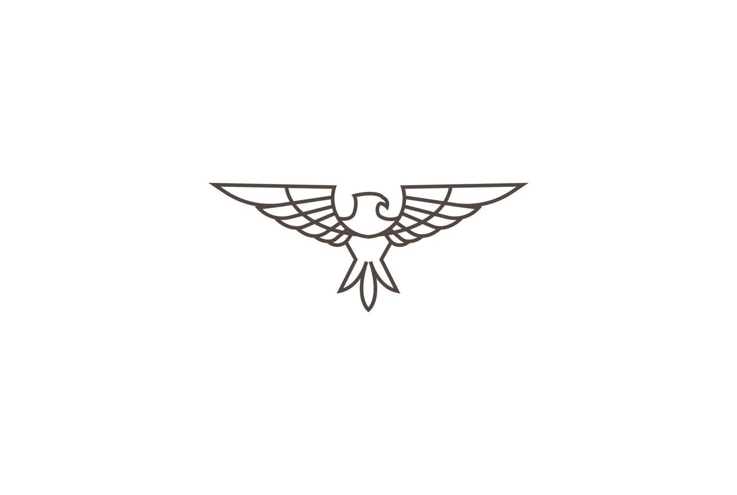 vector de diseño de logotipo de contorno de línea de monograma de pájaro halcón halcón águila fuerte