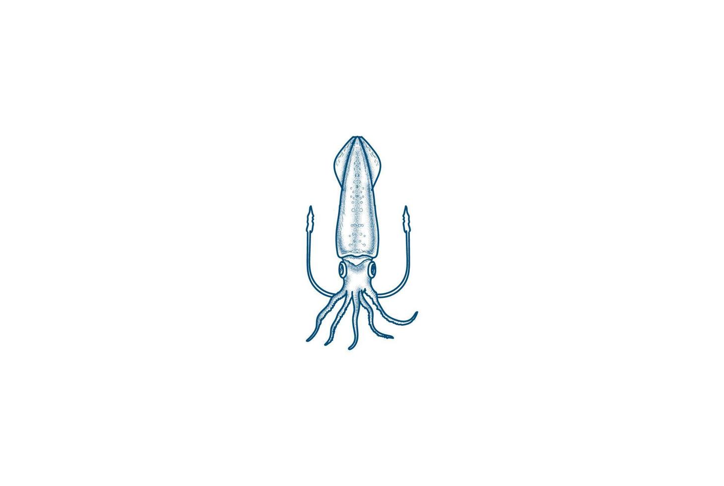 Vintage Retro Squid Cuttlefish Badge Emblem Stamp for Seafood Restaurant or Product Label Logo Design Vector