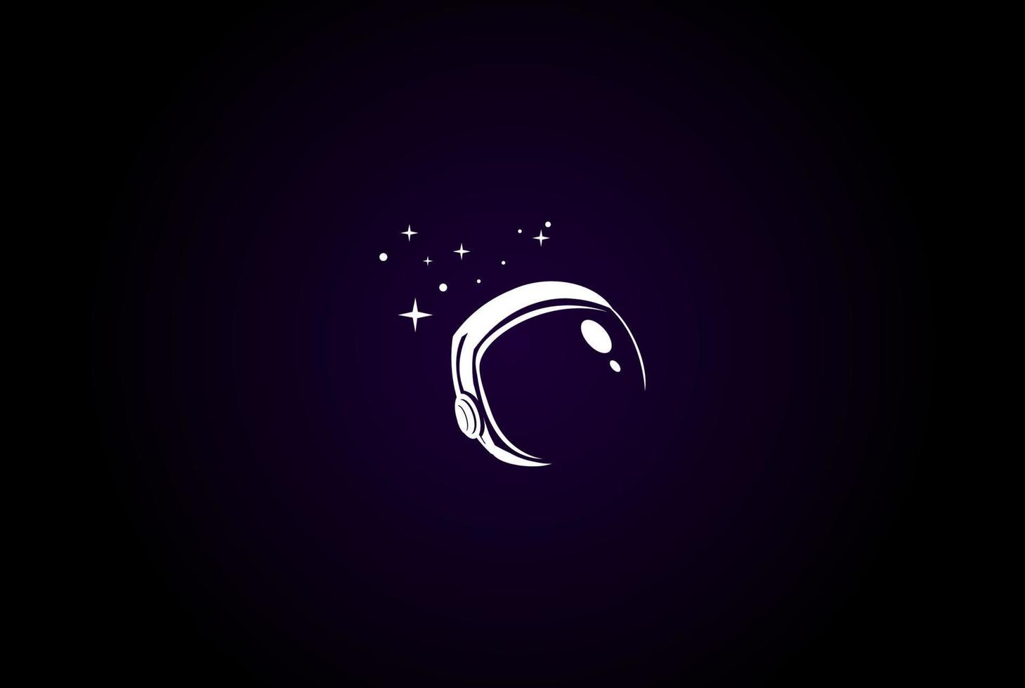 Astronaut or Spaceman Helmet with Star Planet Galaxy Space Logo Design Vector