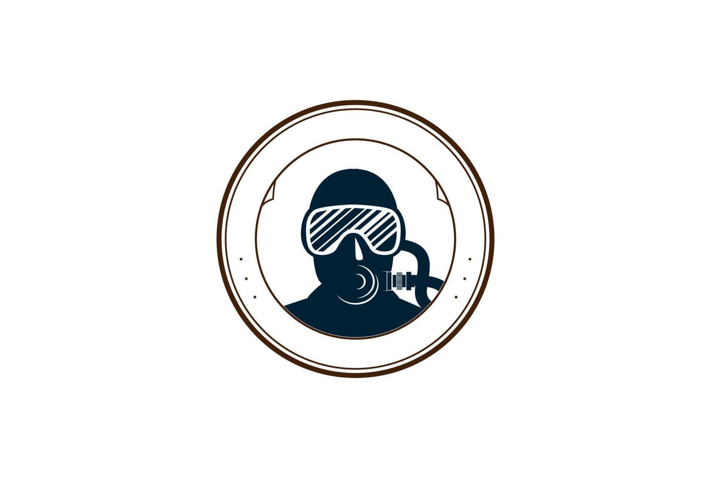 Retro Vintage Scuba Mask for Diving Sport Club Logo Design Vector