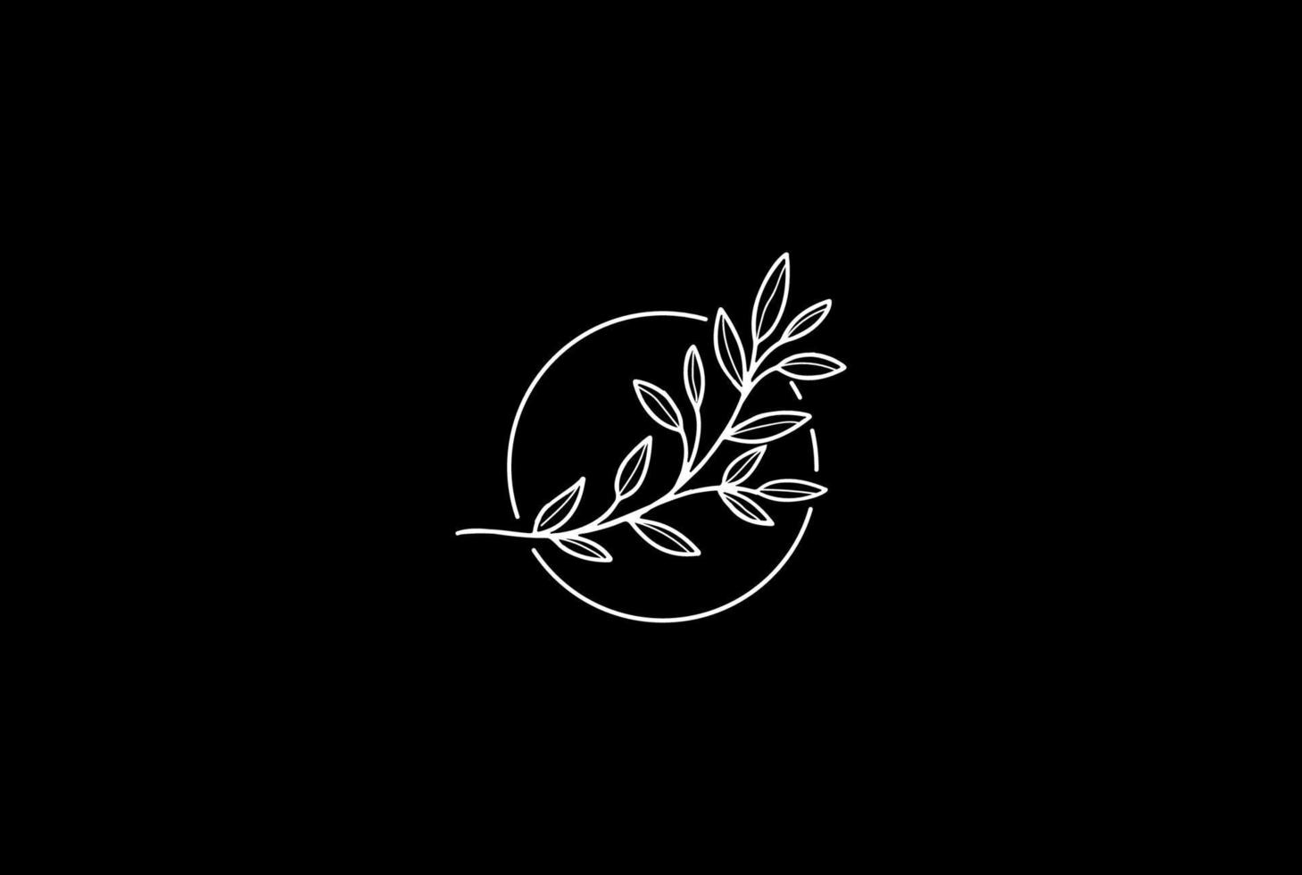 Simple Minimalist Elegant Nature Leaf Line for Beauty Wellness Cosmetic Product Logo Design Vector