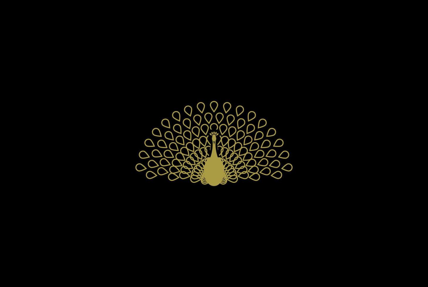 Elegant Luxury Golden Peacock Peafowl Logo Design Vector