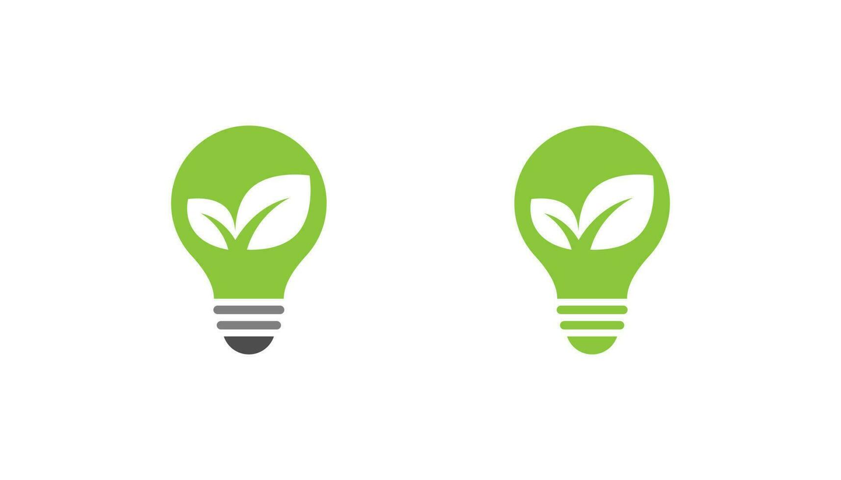 Green leaf light bulb logo design vector
