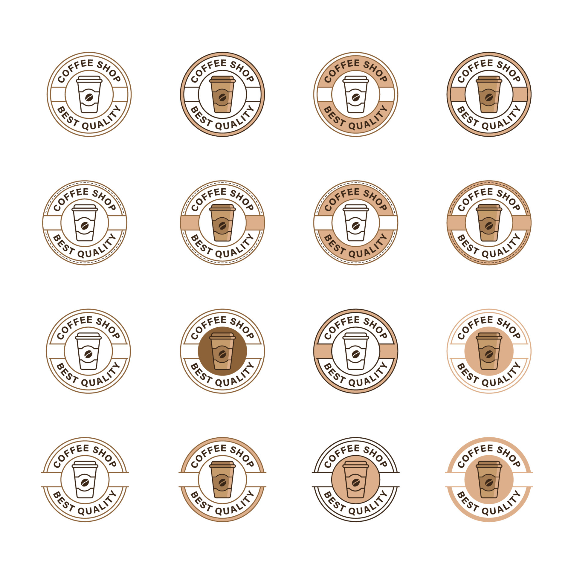 Set of coffee shop logo badge stamp vector design 4610406 Vector Art at ...