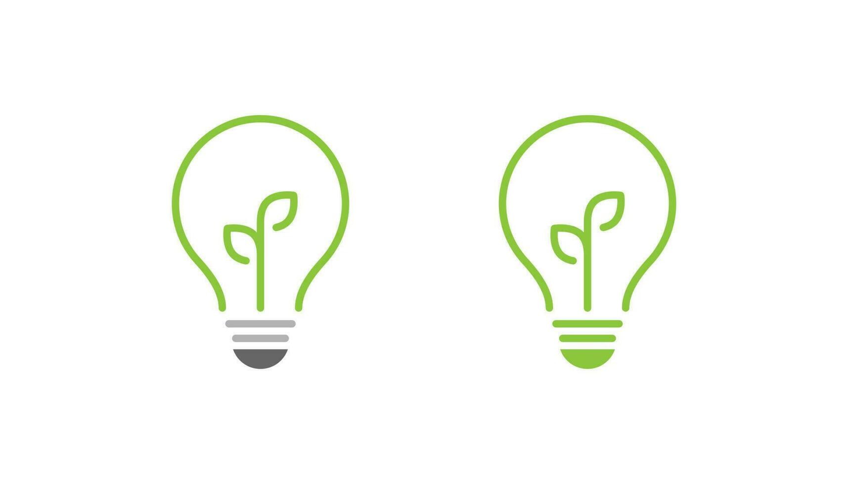 Green leaf light bulb logo design vector