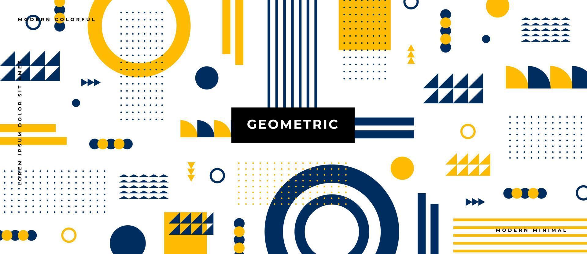 Trendy different polygon shape. Geometric white background with flat, minimalistic Memphis style line, dot, shape. vector